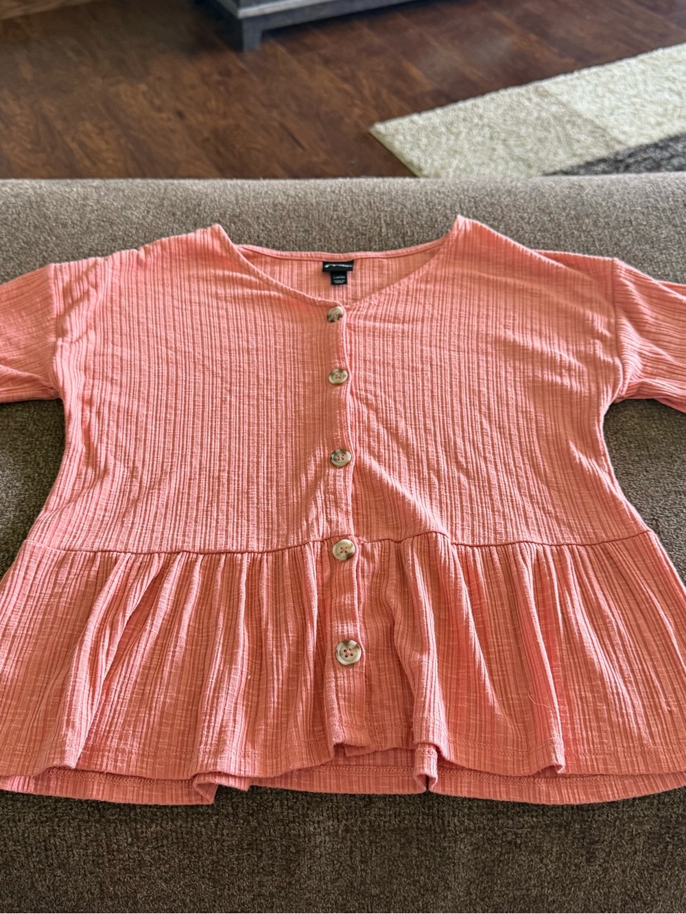 Girls art class Coral Pink Button-Front Peplum Top Size 10/12
